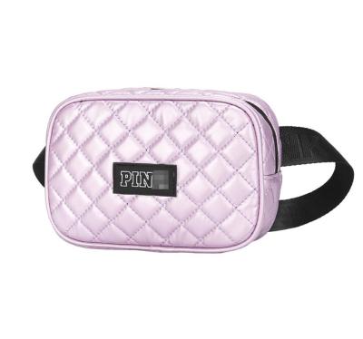 China Belt Customized New Fashion Fanny Pack Waist Belt Bag Ladies Lattice Design Women Pink Silver Waist Bag for sale