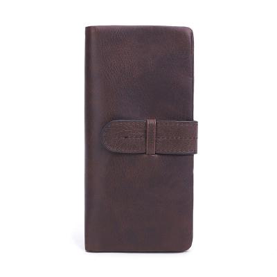 China Men's Vintage RFID Brown Genuine Leather Long Wallet Wallet Wholesale Wholesale for sale