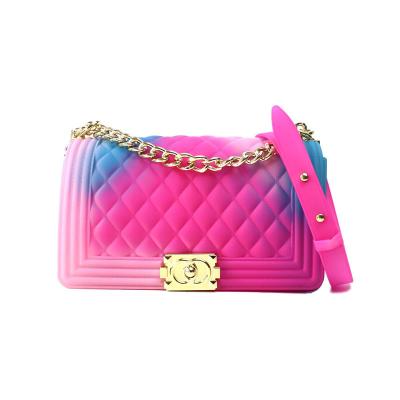 China Fashoion Candy Color Gradient Jelly PVC Cross - Body Bag Mini Fashion Ladies Handbag Messenger Bag For Women for sale