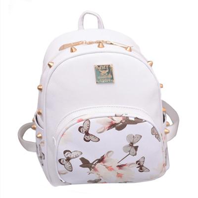 China New PU Leather Satchel Anti-theft Butterfly Anti-theft Leather Casual White Backpack For Women for sale