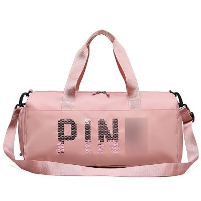 China Fashoion new sequins gym bag PINK outdoor hand large nylon waterproof shoes travel bag handbags cross - body bag for sale