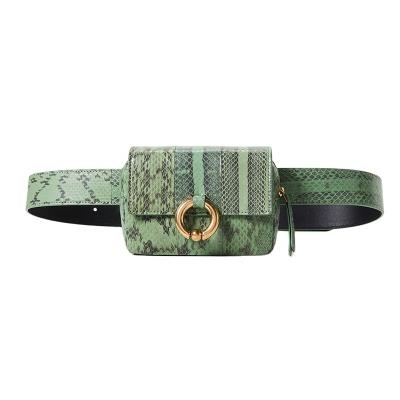 China Water Proof Fashion Waist Bag Women PU Fanny Pack Vintage Serpentine Waist Belt Bags Phone Pouch Stylish Bag for sale