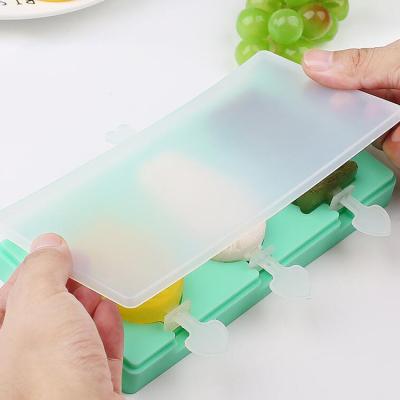 China Easy to Remove Cake 3 Hole Silicone Ice Cream Mold Ice Cube Tray Popsicle Barrel Diy Dessert Ice Cream Mold for sale