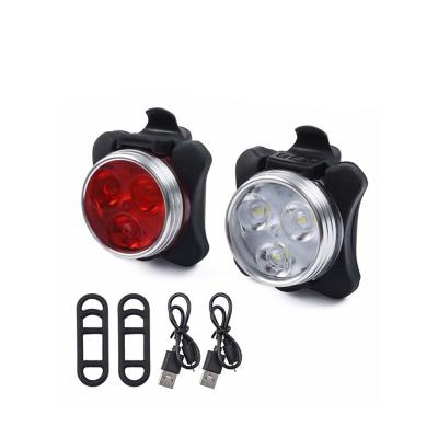 China Plastic Super Bright LED Bike Light Set Headlight Taillight Combinations USB Rechargeable Bike Light USB for sale