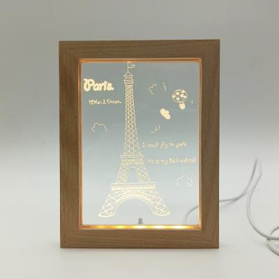 China Modern Lighting Etch Customize Laser Cut Acrylic Woodland Photo Frame Night Lamp 3d Led Optical Illusion Lamp for sale