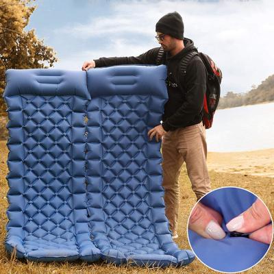 China Hybrid Type Nylon Inflatable Air Mattress With Built In Pump Moisture Proof Sofa Outdoor Camping Inflatable Bed for sale