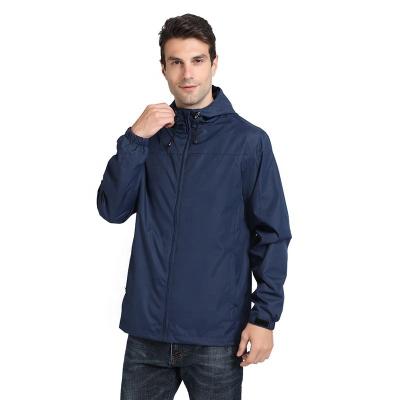 China 2022 Mens QUICK DRY & Summer UV Protective Hooded 100% Polyester Spring Water Repellent Single Layer Outdoor Training Jacket for sale