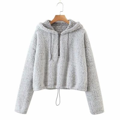 China QUICK DRY Sherpa Pullover For Women 1/4 Zip Up Warm Winter Fleece Sweatshirts Sheath Long Lapel Shaggy Pullovers Loose Solid Top for sale