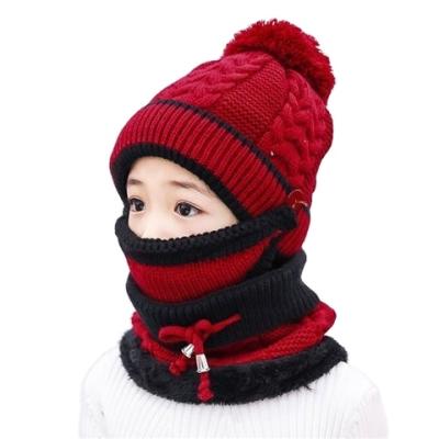 China COMMON Wholesale Kids Girls Winter Knit Beanie With Scarf And Mask Winter Kids Hats Kids Hats for sale