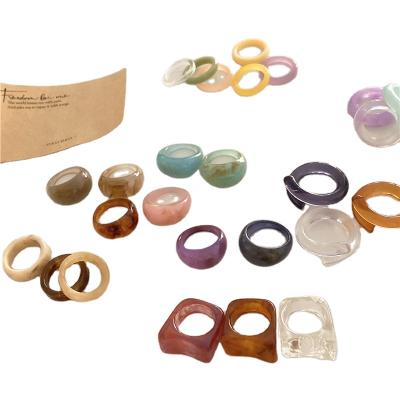 China New High Fashion Ring Statement Jewelry Resin Ellipse Acrylic Clear Transparent Design BOHEMIA Rings Ins Hot Style R0813 for sale