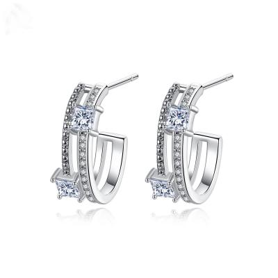 China Fashion Luxury Women Bridal Wedding Bridal CZ Ear Cuff Zircon Circles Earrings E0534 TRENDY for sale