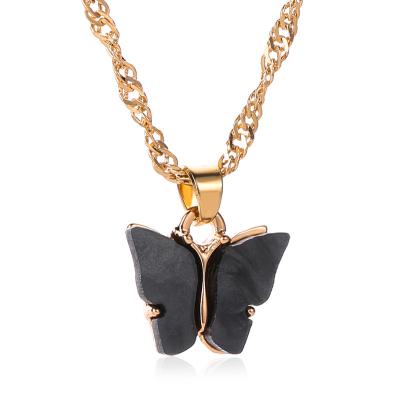 China 2021 TRENDY Top Selling Gold Plated Acrylic Butterfly Necklace Pendant Jewelry For Women N0556 for sale