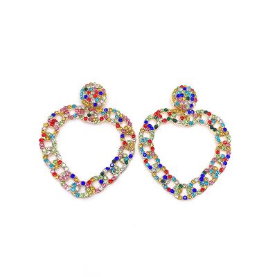 China 2021 Fashion FASHION Chain Shaped Alloy Diamond And Rhinestone Heart-Shaped Earrings E0724 for sale