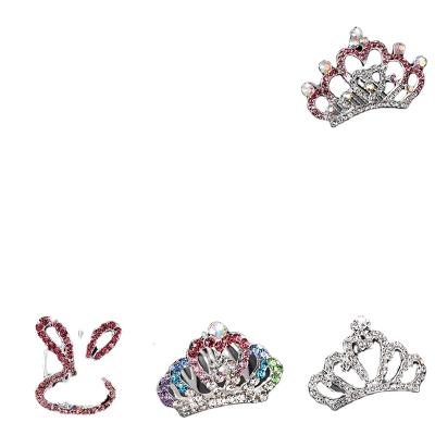 China New cute material friendly material children's little girl crown princess clip comb bunny hair ornaments little girl water diamond hair comb baby hair ornaments for sale