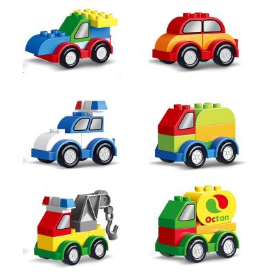 China Large Enlightenment Plastic Assembly Car Children's Toy Particle Car Cartoon Toy Advantage Baby Assembly Car Toy for sale