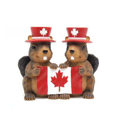 China Other Hot Sale Decor Squirrel National Flag Home Garden Ornaments Resin Decoration Indoor Outdoor Decoration for sale