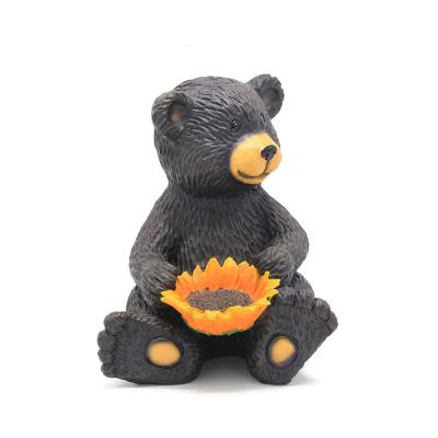 China Other Wholesale Gnome Statue Bear With Sunflower Garden Ornaments Outdoor Indoor Decoration Resin Crafts for sale