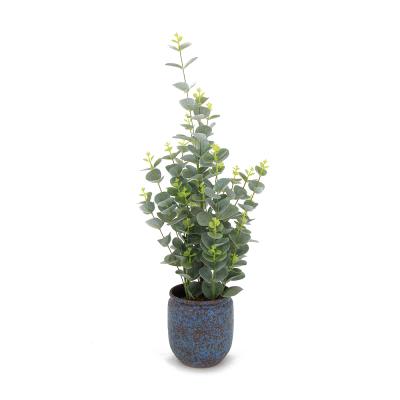 China Soft Full of Eucalyptus Globulus E-SPA Indoor Home Shrubs Plastic Potted Vitality Decor Artificial Plants for sale