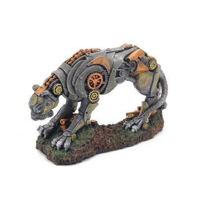 China Other Polyresin Aquarium Use Decor Aquarium Decoration Opens Leopard Panther Ornament for sale