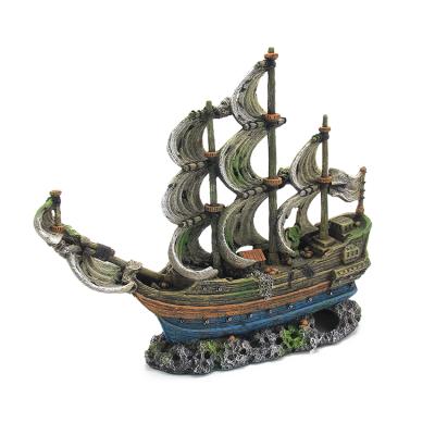 China Other Hot Selling Classic Aquarium Garden Decoration Sailing Boat Landscaping Resin Crafts Ornaments for sale