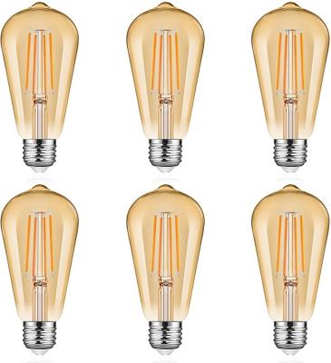 China Rechargeable Vintage LED Edison Headlight Bulbs 6W 60W Equivalent 2300K Emergency Dimmable 700 Lumens E26 Filament Lamp Antique Light for sale