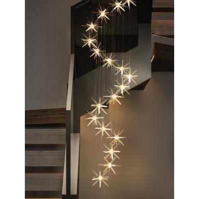 China Contemporary LED gold stars hotel deckenleuchte lampadario candelabros 2021 long avize lampara colgante chandelier pendant light chandeliers for sale