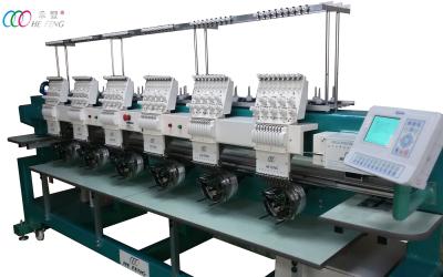 China Multi-functional 6 Heads 9 Needles Embroidery Machine For Cap / Ready Made Garment / Flatbed for sale