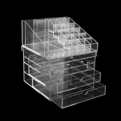 China Rose Box & Makeup Organizers New Design Free Sample Customized Rose Flower Box Clear Acrylic Organizer Makeup Boxes For Countertop Bathroom Dresser for sale