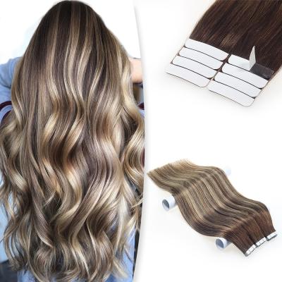 China Tangle Free Hair Extensions Wholesale Price Ombre Color Straight Brazilian Hair Double Drawn Tape In for sale