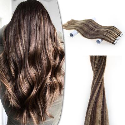 China Wholesale Straight Tape Hair Extensions Double Drawn Raw Virgin Indian Remy Tape In Human Hair Human Hair Extensions for sale