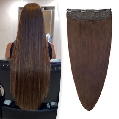 China No tangle free shedding halo in Remy Hair Flip Lined high quality machine made halo in one piece hair extensions fish halo in set line for sale