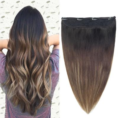 China High Quality Straight Double Drawn Halo Hair No Shedding No Tangle Indian Remy Human Hair Halo Extensions Halo Hair Extensions for sale