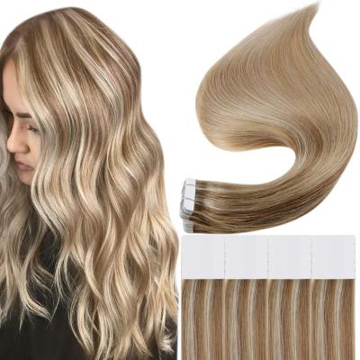 China High Quality Double Drawn Remy Human Tape Hair Extensions Silky Straight Wave Virgin Tape Hair Extensions for sale