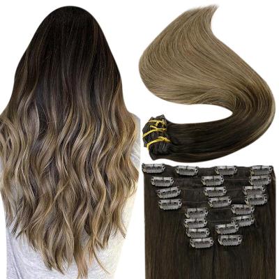 China Supplier Indian silky straight deawn double wave hair clip in virgin hair extensions human hair extensions for sale