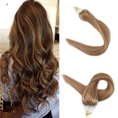 China Ring Loop Hair Extension Micro Human Indian Straight for White Women for sale