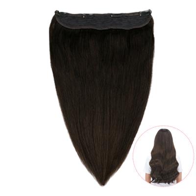 China Good Selling Seamless Brazilian Virgin Straight Remy Human Hair Halo Extensions Halo Hair Fish Wire Hair Extensions for sale