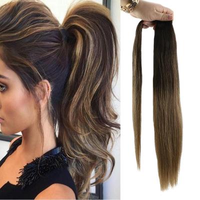 China High Quality Straight Ponytail Shedding No No Pulled Virgin Remy Human Hair Ponytail Double Tangle Ombre Ponytail Extensions for sale