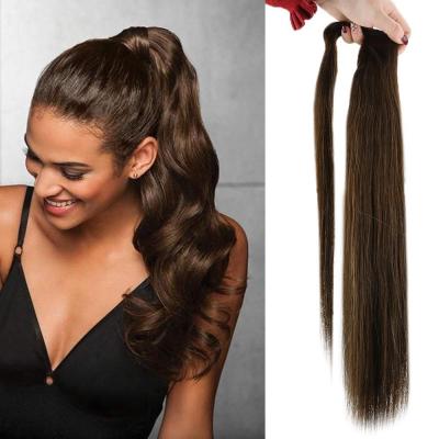 China Straight 30 Inch European Virgin Hair Ponytail Hair Extensions For Woman for sale