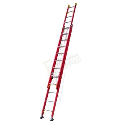 China Insulation Ladders High Quality FRP Two Piece Telescopic Rope Insulated Fiberglass Extension Ladder for sale