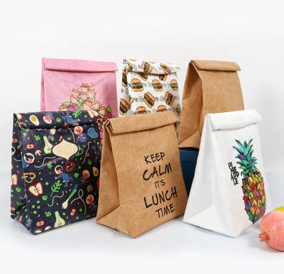 China Outdoor Recycled Custom Printing Tyvek Kraft Paper Insulin Lunch Cooler Bags Tyvek Brown Lunch Cooler Lunch Bag for sale