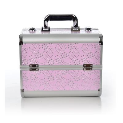 China Fashion Aluminum Alloy Cosmetic Tool Box Professional Two-Layer Large Aluminum Cosmetic Case Nail Case for sale