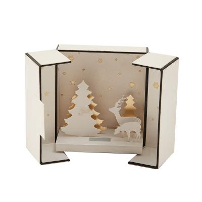 China Eco-Friendly Christmas Gift Box Jewelry Box , Cutey Elk With Paper Tree Bridesmaid Proposal Box for sale