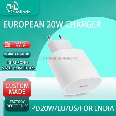 China Mobile Phone Manufacturers wholesale sales of European standard Indian standard plug PD20W fast charger for iPhone12 11 for sale