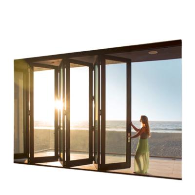 China Accordion Style Waterproof Modern White Aluminum System Sound Insulation And Folding French Door For Internal for sale