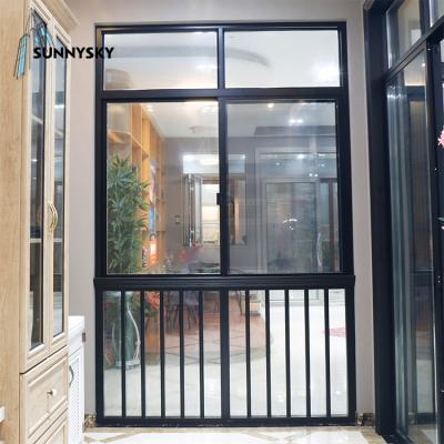 China New Design Picture Double Screen Folding Cheap Aluminum Glass Sliding Window for sale