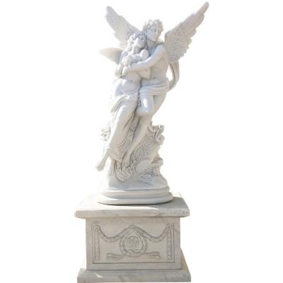 China Wholesale Western European Style Angel Statue For Villa Courtyard White Marble Decoration for sale