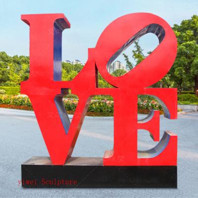 China Folk Art Stainless Steel Sculpture City Street Road Decor With Love for sale