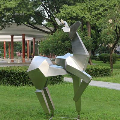 China Folk Art Modern Polished Deer Sphere 304 Stainless Steel Folk Abstract Sculpture For Home Park for sale