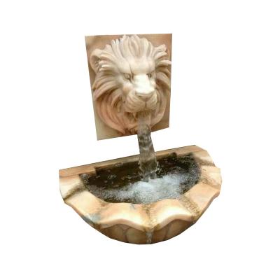 China Outdoor or indoor of House/villa/hotel marble/outdoor garden water stone wall fountain with lion head for sale