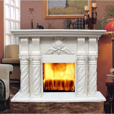 China Modern Indoor Fireplace Modern Artificial Decorative White Marble Fireplace for sale